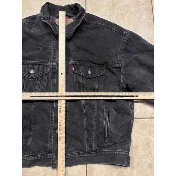 Levis Vintage Jacket Large Black Type 3 Denim 70427 Flannel Lined 1990s Rare - Picture 7 of 8